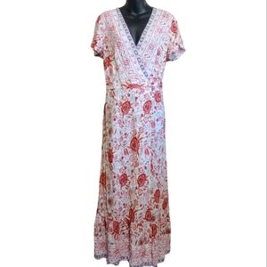 NWT Zesica Women's Boho Floral Wrap Maxi Dress